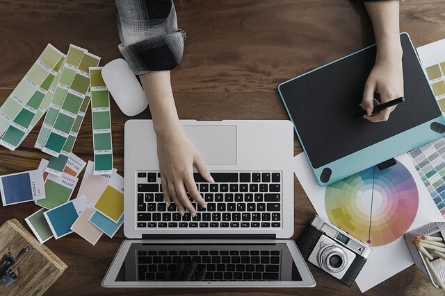 A vibrant palette of colors representing different business types.